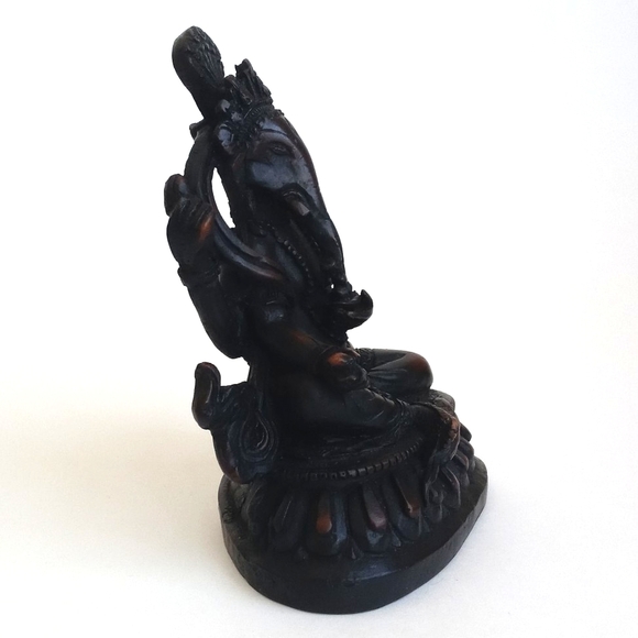 Antique Ganesh in Sitting Position Statue Figurine (Resin) 5 1/2” Tall - Picture 2 of 14